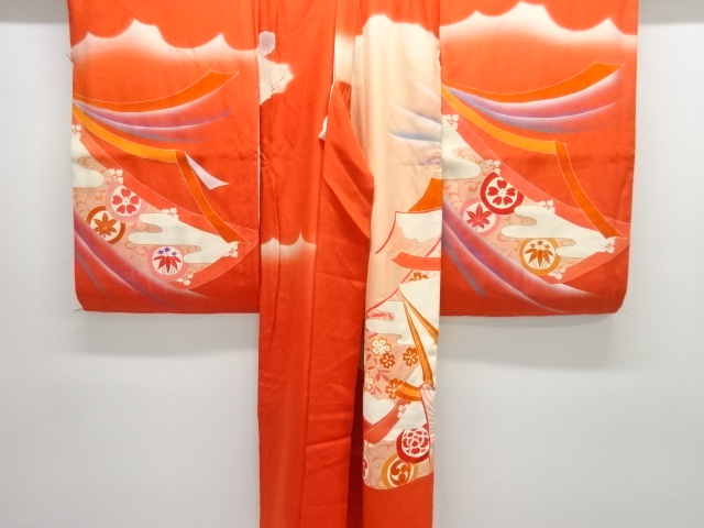  十二単・御所車模様子供着物（長襦袢・内袖付き）